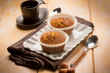 hazelnut muffin with coffee