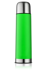 Green thermos flask - obrazy, fototapety, plakaty