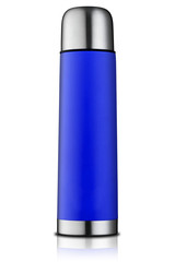 Blue thermos flask - obrazy, fototapety, plakaty