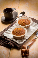 hazelnut muffin with coffee