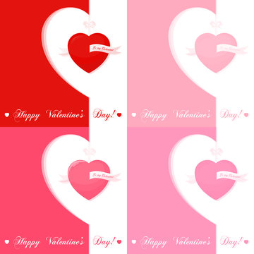 Set of banners for design posters or invitations on Valentine's Day with cutest symbol hearts and title. Vector illustration.