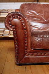 Classic Brown leather armchair in  library