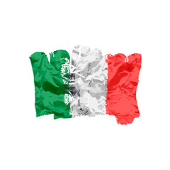 Italy flag painted by brush hand paints. Art flag. Watercolor flag Italy. Italian art flag.