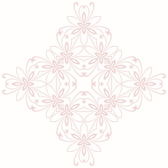 Oriental vector pattern with arabesques and floral elements. Traditional classic light pink ornament