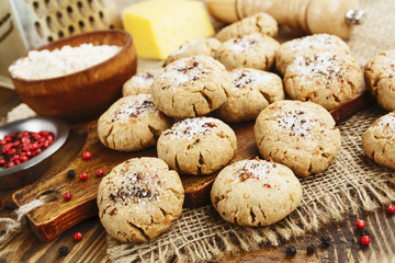 Salt oatmeal cookies with cheese and pepper