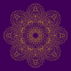 Round ornamental monochrom element, design element for invitation, brochure, textile and paper prints. Suitable for coloring and illuminating