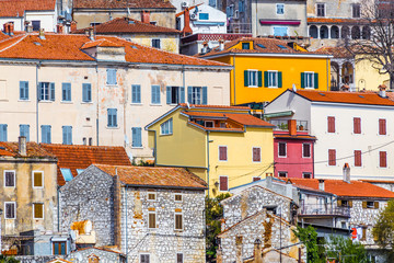 Fototapeta na wymiar Colorful Buildings In Vrsar Village-Istria,Croatia