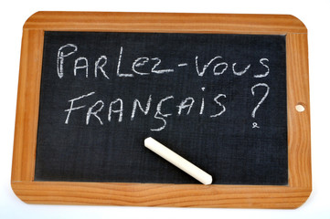 Obraz premium Ardoise demandant si on parle français