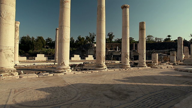 Stock Footage of a mosaic floor at Beit She'an in Israel.