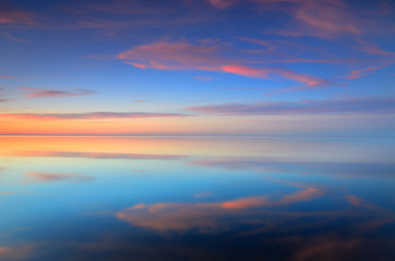 open Baltic sea at the sunset