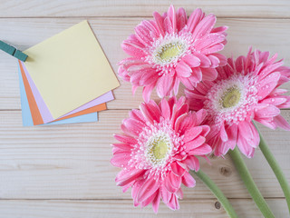 Sticky note and pink flower 10