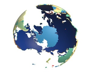 Political Globe, centered on Antarctica