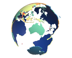 Political Globe, centered on Australia