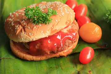 hamburger with tomato sauce
