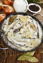 Capelin stewed in milk