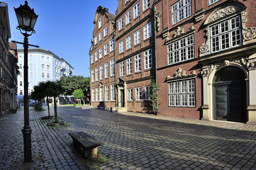 houses from 1600-1780, Peterstrasse street, Hamburg, Germany