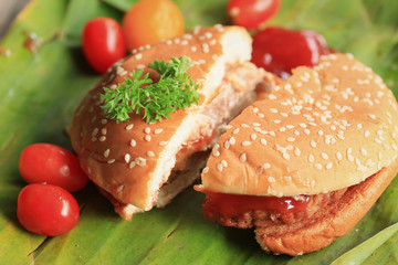 hamburger with tomato sauce