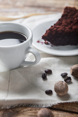 Chocolate cake and coffee