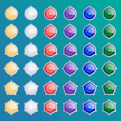 Set of game buttons