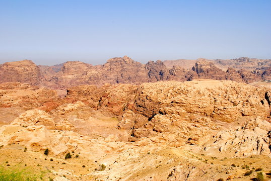 Panorama di Petra in Giordania