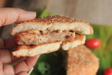 hamburger with tomato sauce