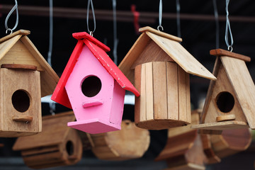 Obraz na płótnie Canvas colorful wooden bird house