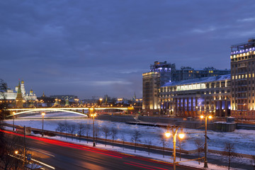 Fototapeta na wymiar Winter evening Moscow, Russia