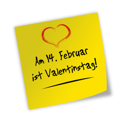 Haftnotiz Valentinstag 14. Februar