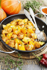 Stewed turkey with pumpkin and potatoes