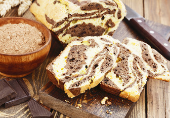 Fototapeta na wymiar Homemade chocolate cake Zebra