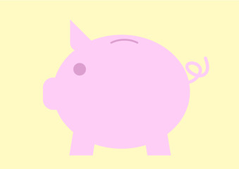 Piggy bank on golden background
