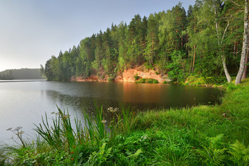 Sandstone cliffs in Gauja national park, Latvia