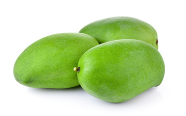 green mango on white background
