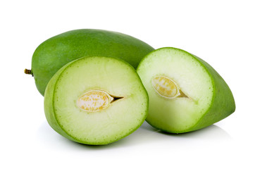 green mango on white background