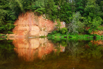 Sandstone cliffs in Gauja national park, Latvia