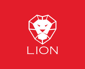 Naklejka premium Vector images of lion head design on red background.
