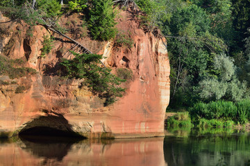 Sandstone cliffs in Gauja national park, Latvia