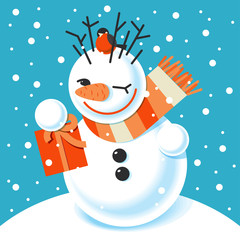 Vector illustration of a snowman - 100121554