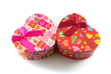 Heart gift box isolated on white background.
