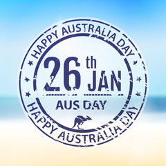Australia day stamp in vector. Grange blue emblem for australia 