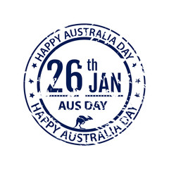 Australia day stamp in vector. Grange blue emblem for australia 