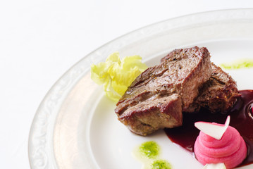 steak with berry sauce