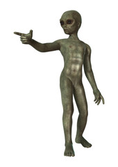 Green Alien on White