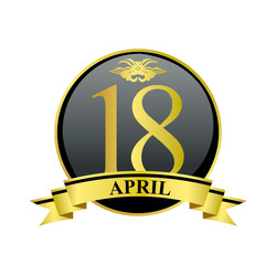 18 april golden calendar circle with ribbon