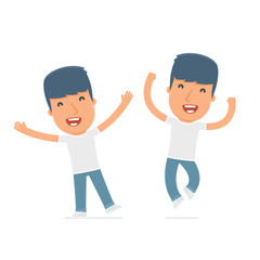 Laughing and Joyful Character Activist celebrates and jumps