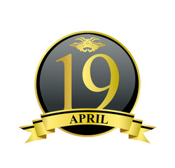 19 april golden calendar circle with ribbon