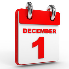 1 december calendar on white background.