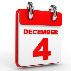 4 december calendar on white background.