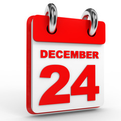 24 december calendar on white background.