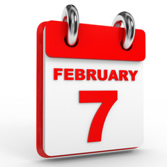 7 february calendar on white background.